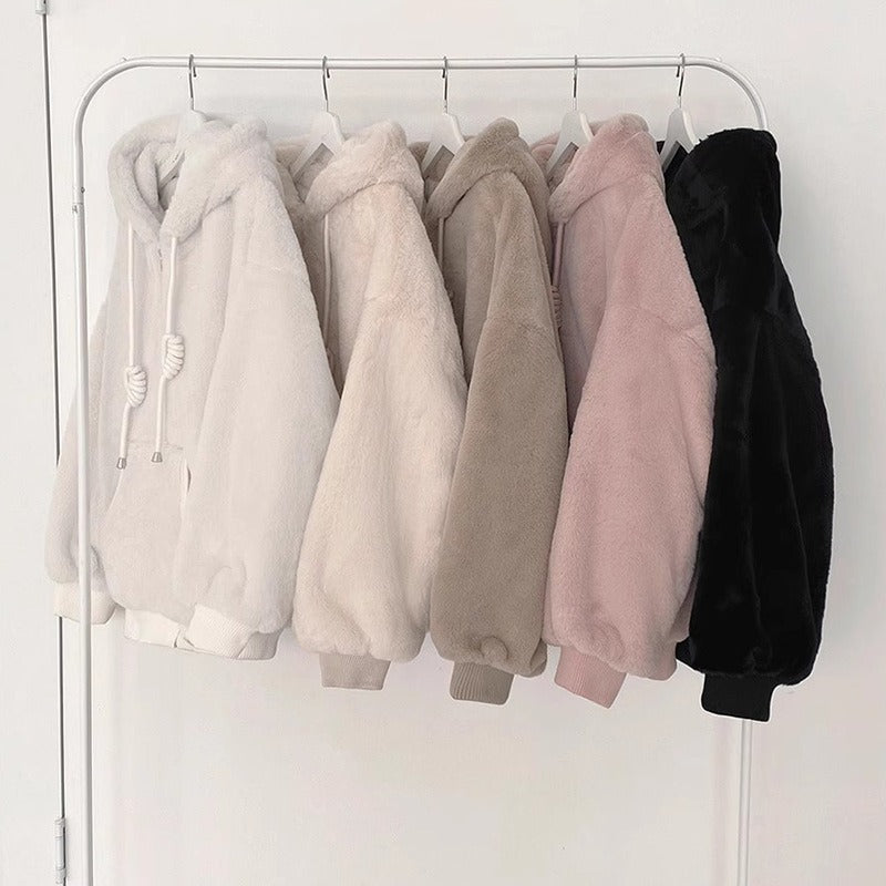 Big Pocket Plush Hooded Fashion Jacket - INTOHYPEZONE