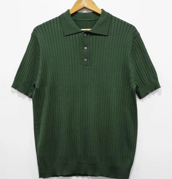 Vertical Knit Pullover: Collars label short sleeve by INTOHYPEZONE