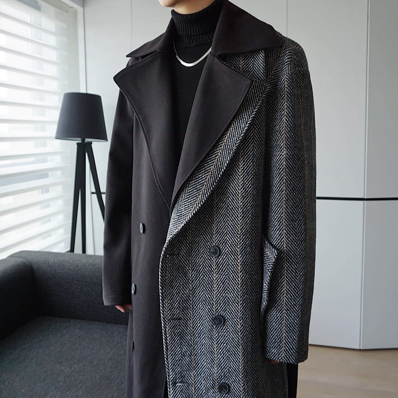 Woolen Patchwork Long Coat - INTOHYPEZONE