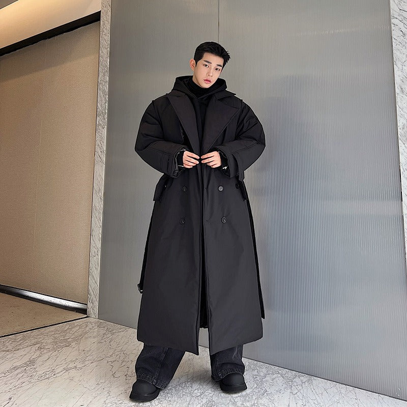 Double Breasted Over Knee Padded Coat - INTOHYPEZONE