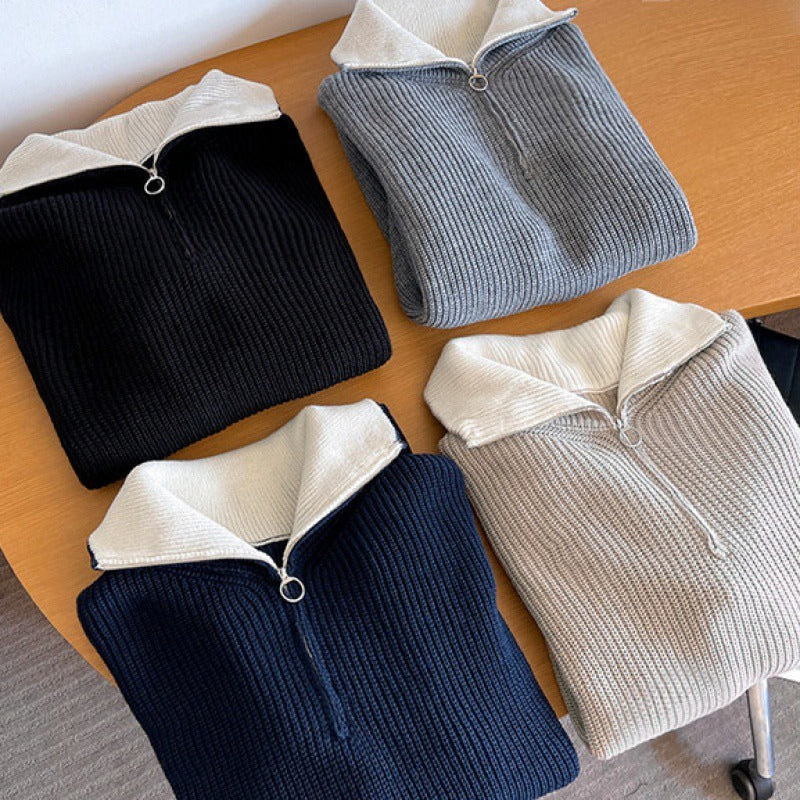 High Neck Zipper Sweater - INTOHYPEZONE