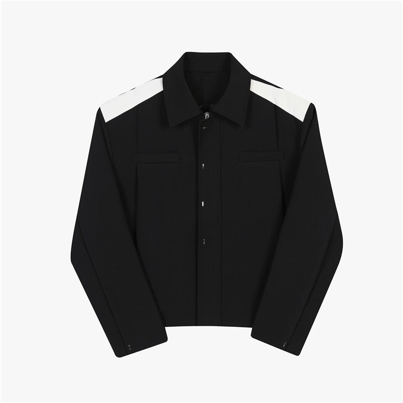 Black White Contrast Color Casual Jacket - INTOHYPEZONE
