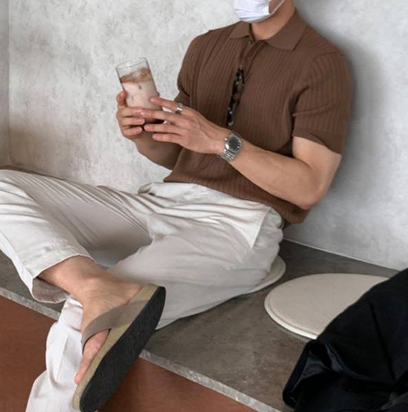 Vertical Knit Pullover: Collars label short sleeve by INTOHYPEZONE