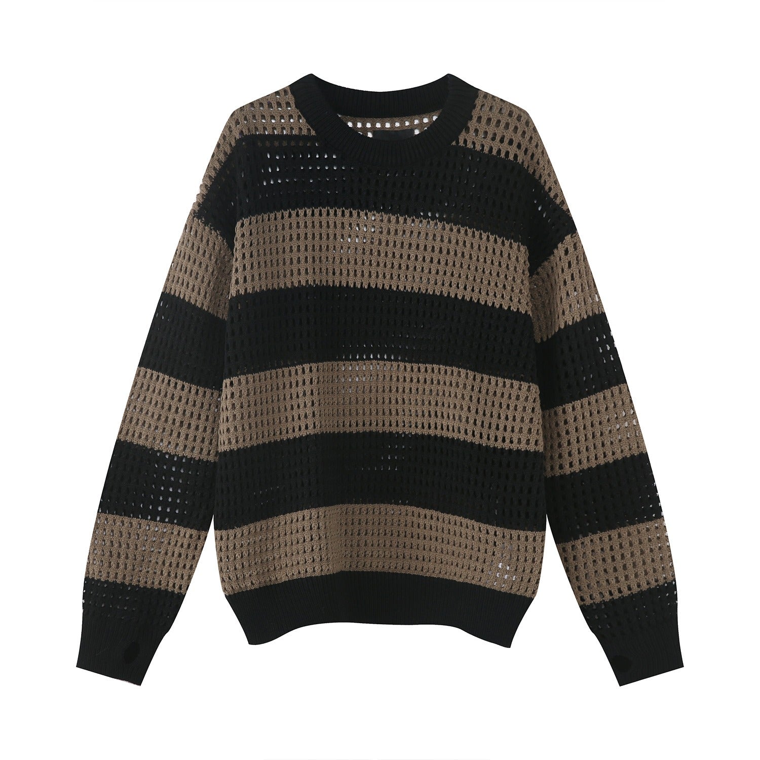 Mesh Hollow Striped Sweater - INTOHYPEZONE