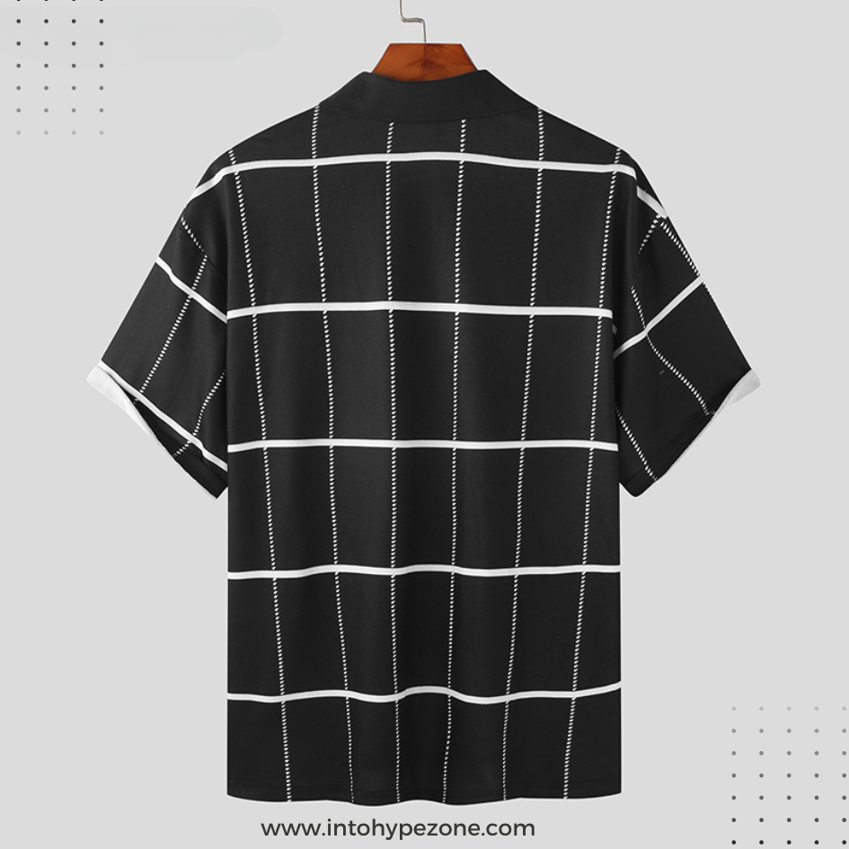 Plaid Casual Short Sleeve Shirt - Intohypezone Turn down collar