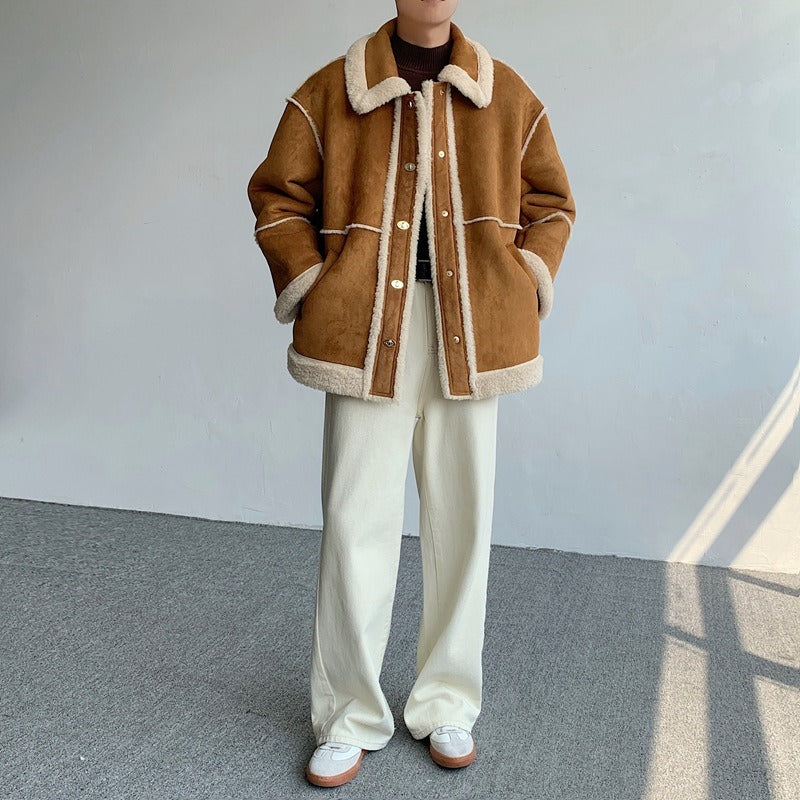 Faux Fur Jackets Thickened Metal Button Coat - INTOHYPEZONE