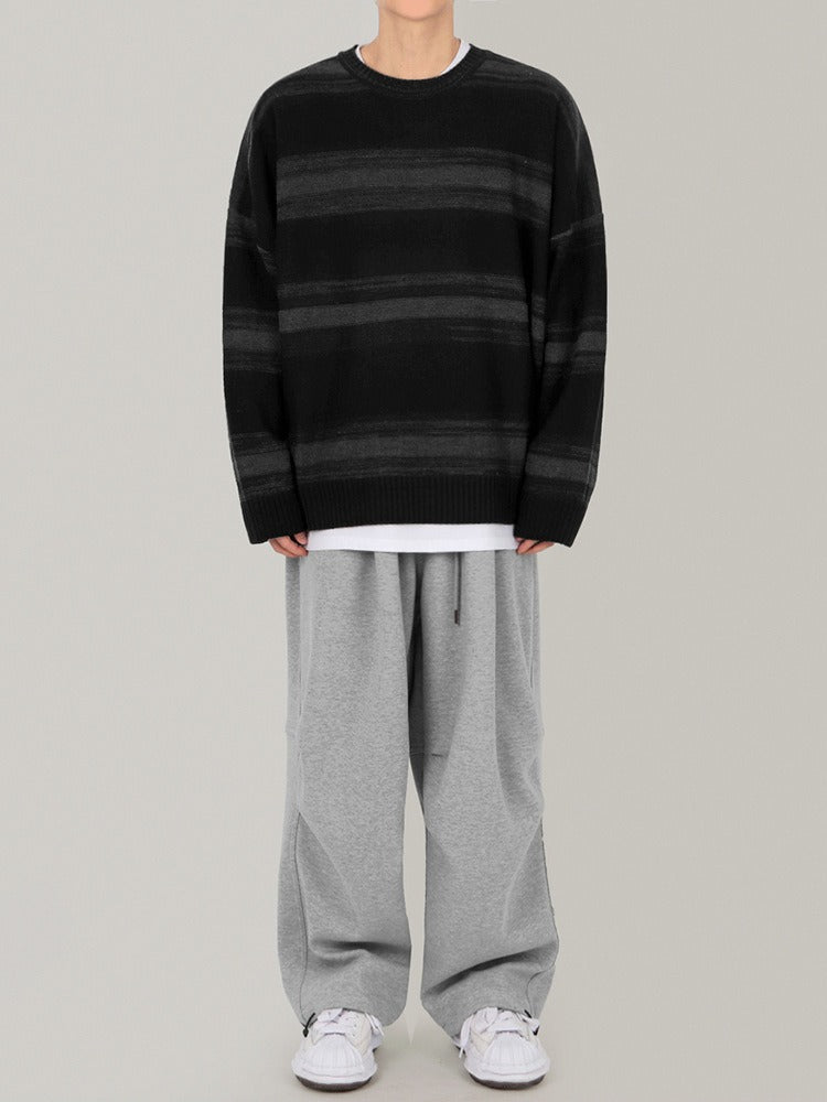 Contrast Stripe Round Neck Pullovers - INTOHYPEZONE