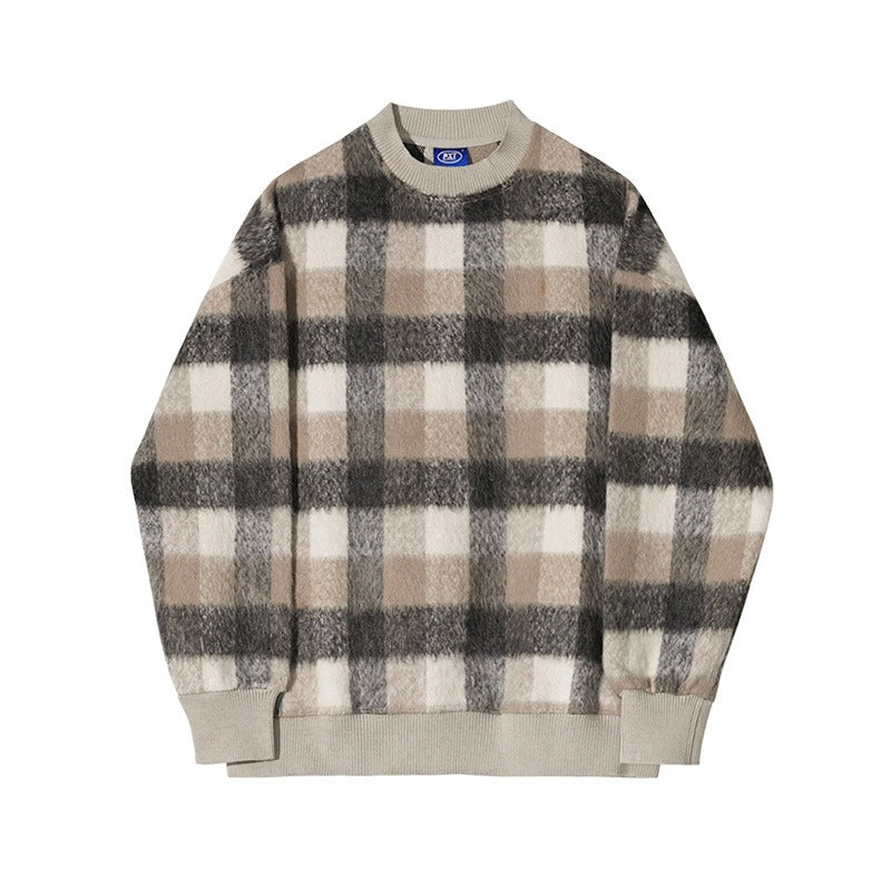 Plaid Long Sleeve Patchwork Sweatshirt - INTOHYPEZONE