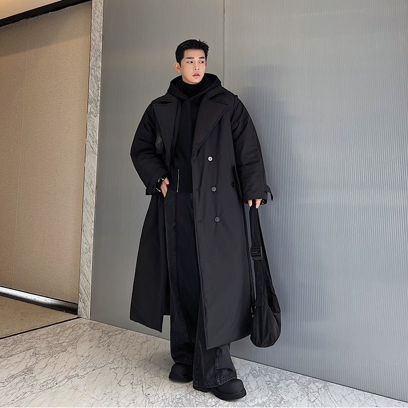 Double Breasted Over Knee Padded Coat - INTOHYPEZONE