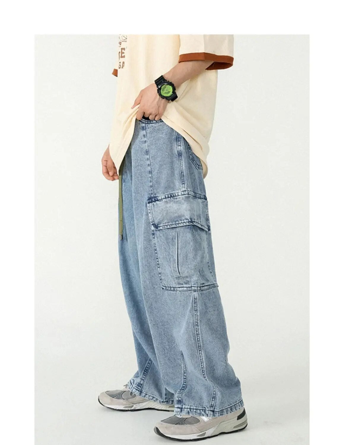 Baggy Loose Cargo Denim Pants - INTOHYPEZONE