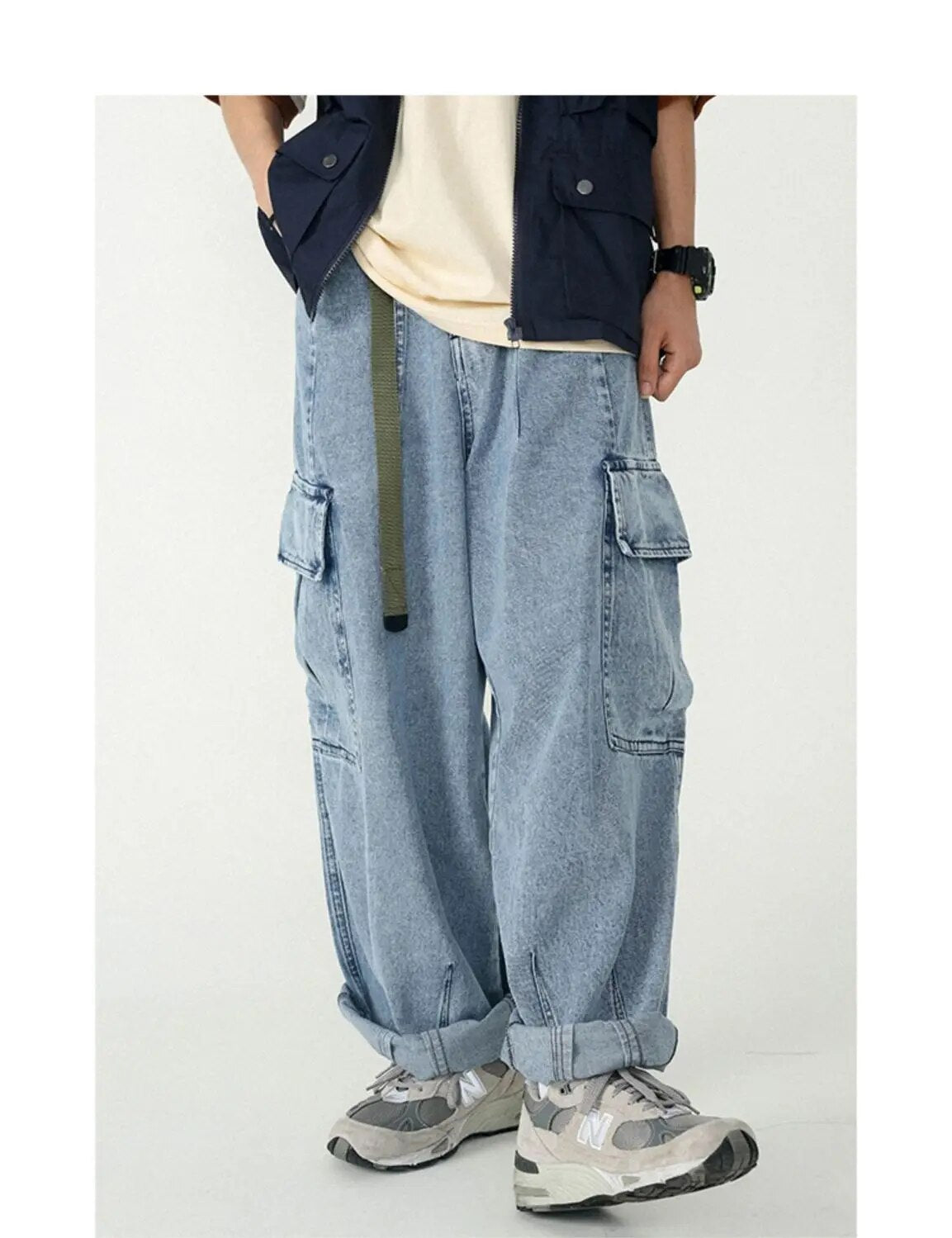 Baggy Loose Cargo Denim Pants - INTOHYPEZONE