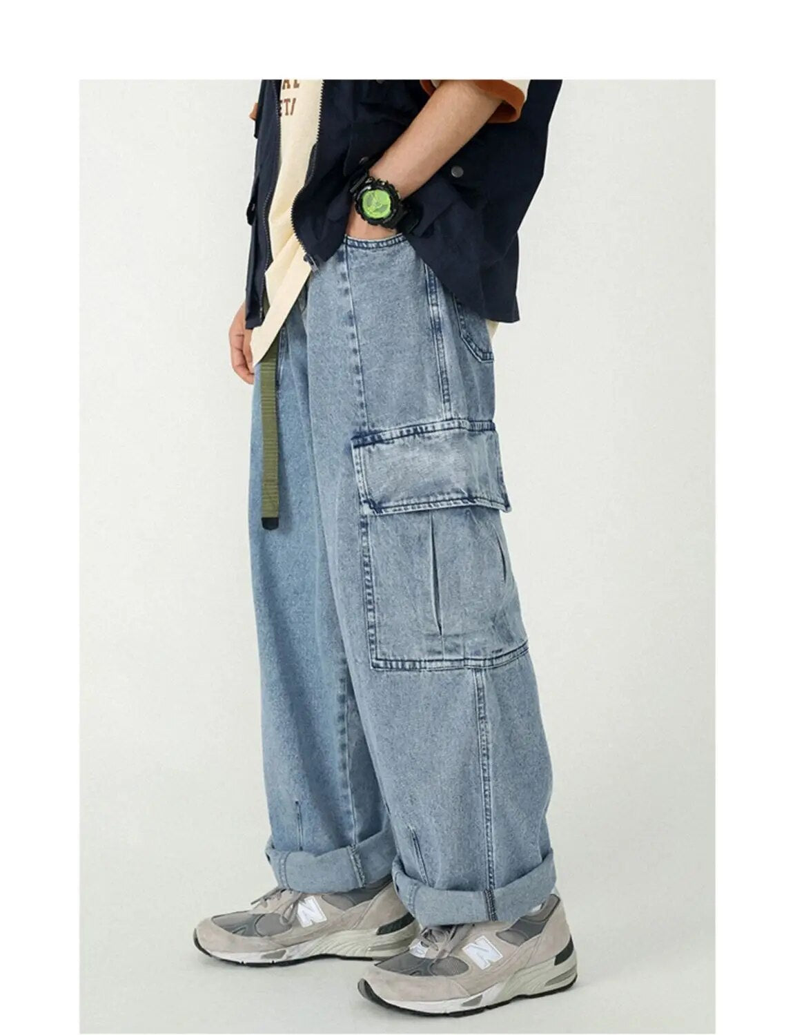 Baggy Loose Cargo Denim Pants - INTOHYPEZONE