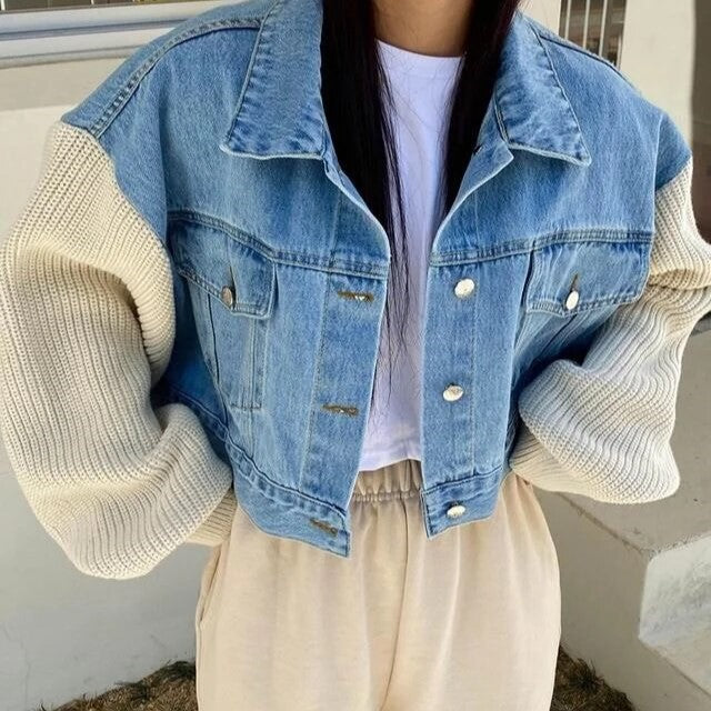 Blue Patchwork Denim Jacket - INTOHYPEZONE