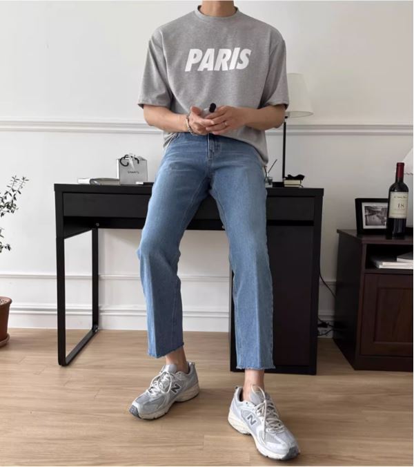 Round Neck PARIS Lettered Cotton T-Shirt - INTOHYPEZONE SUMMER