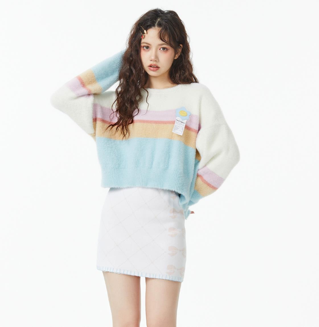 Colorful Long Sleeve Striped Pullover - INTOHYPEZONE