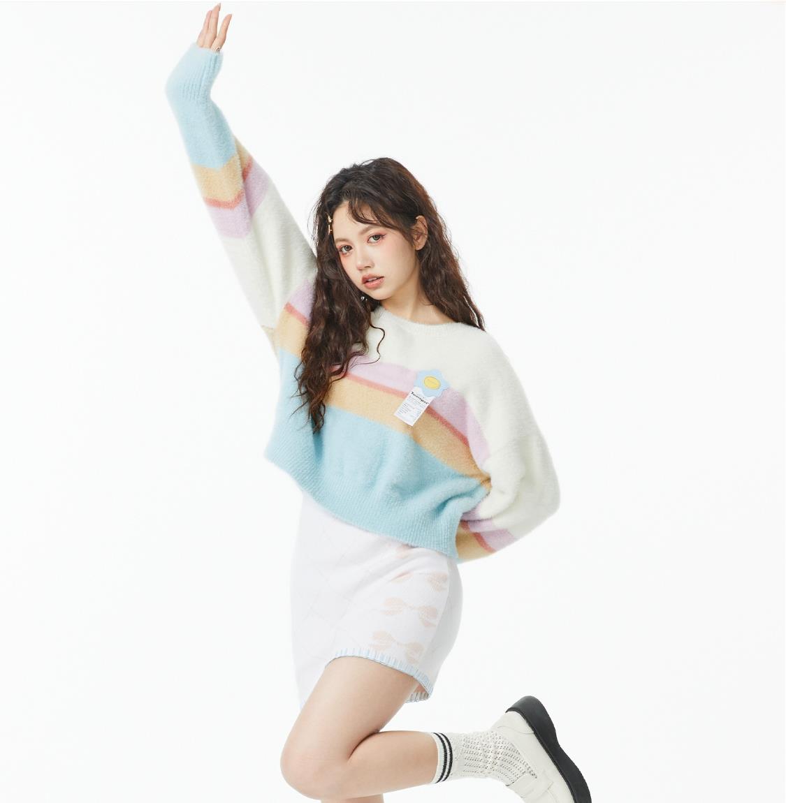 Colorful Long Sleeve Striped Pullover - INTOHYPEZONE