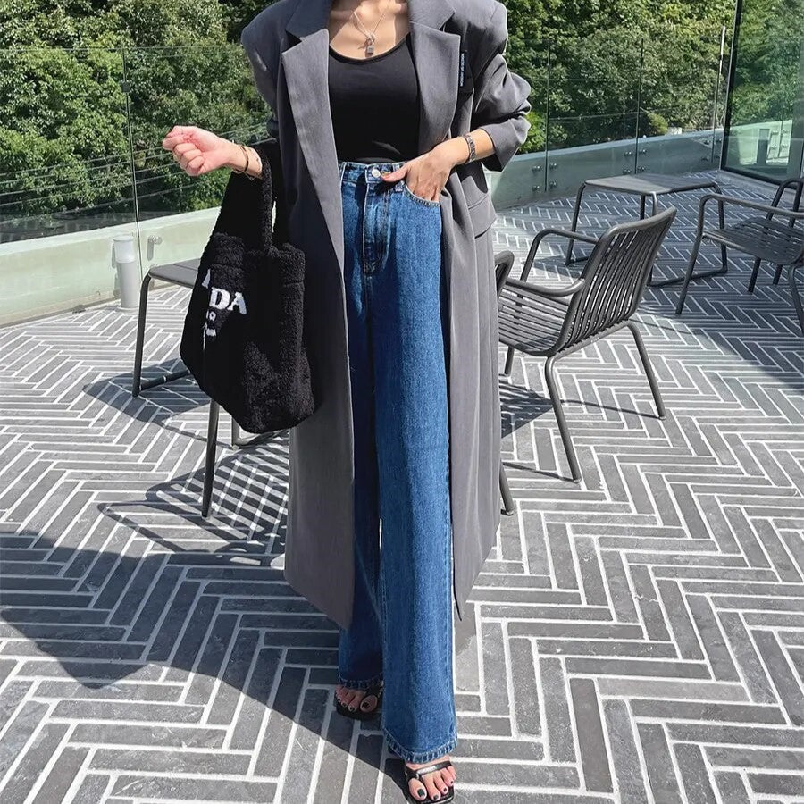 Dark Blue High Waisted Soft Denim Jeans- INTOHYPEZONE