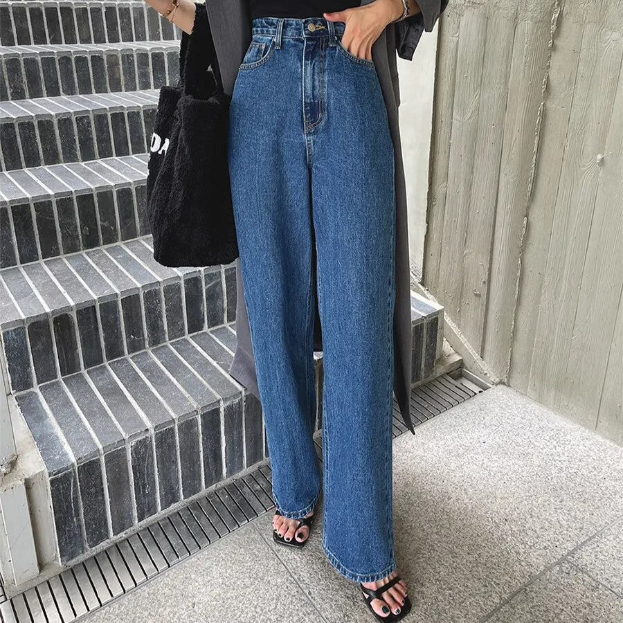 Dark Blue High Waisted Soft Denim Jeans- INTOHYPEZONE