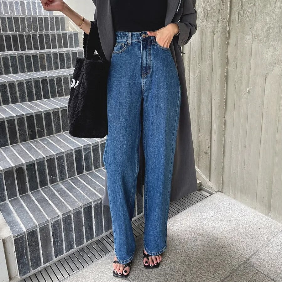 Dark Blue High Waisted Soft Denim Jeans- INTOHYPEZONE