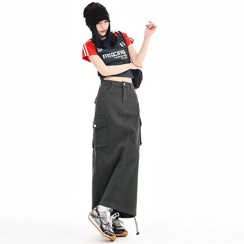 Flap Pocket Denim Skirt - INTOHYPEZONE