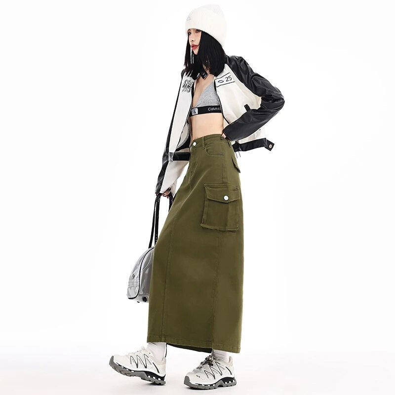 Flap Pocket Denim Skirt - INTOHYPEZONE