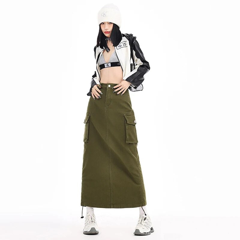Flap Pocket Denim Skirt - INTOHYPEZONE