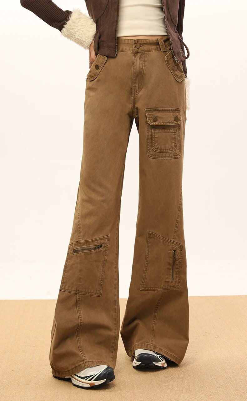 Flap Pocket High Waist Denim Pants - INTOHYPEZONE