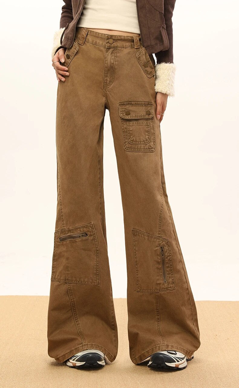 Flap Pocket High Waist Denim Pants - INTOHYPEZONE