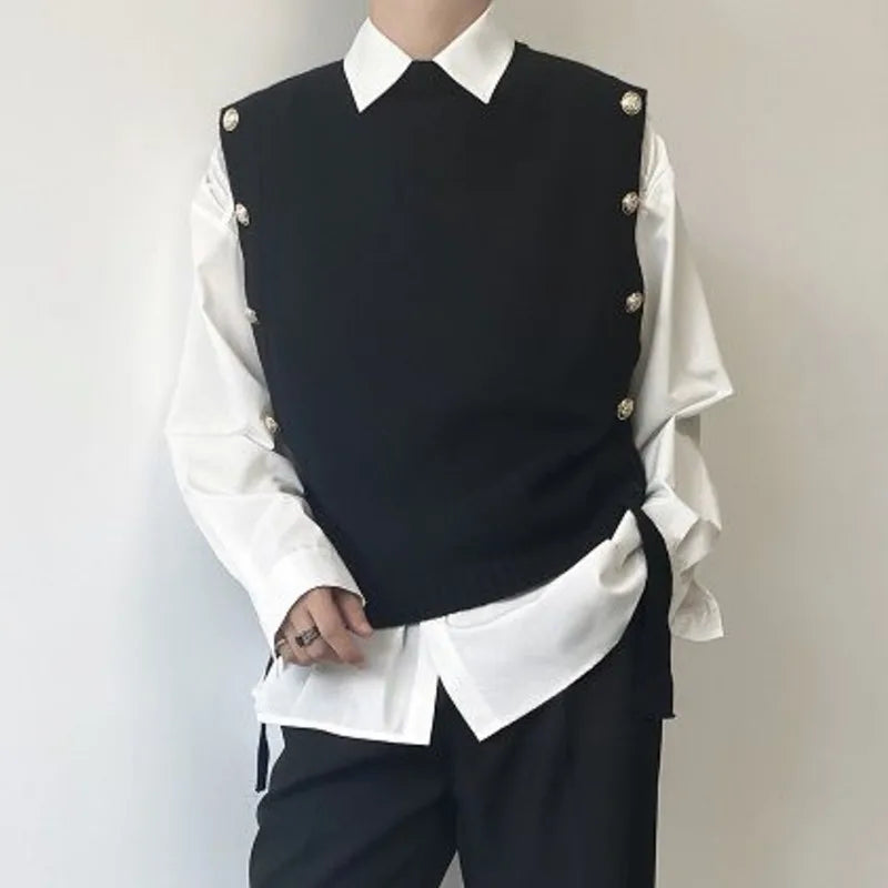 Spliced Knitted Sweater Vest - INTOHYPEZONE