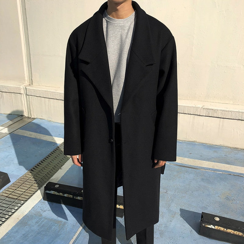Woolen Trench Coat - Mid length Long overcoat