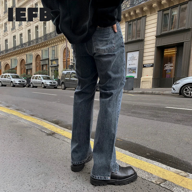 Split Bottoms Vintage Straight Jeans -INTOHYPEZONE