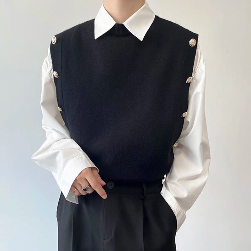 Spliced Knitted Sweater Vest - INTOHYPEZONE