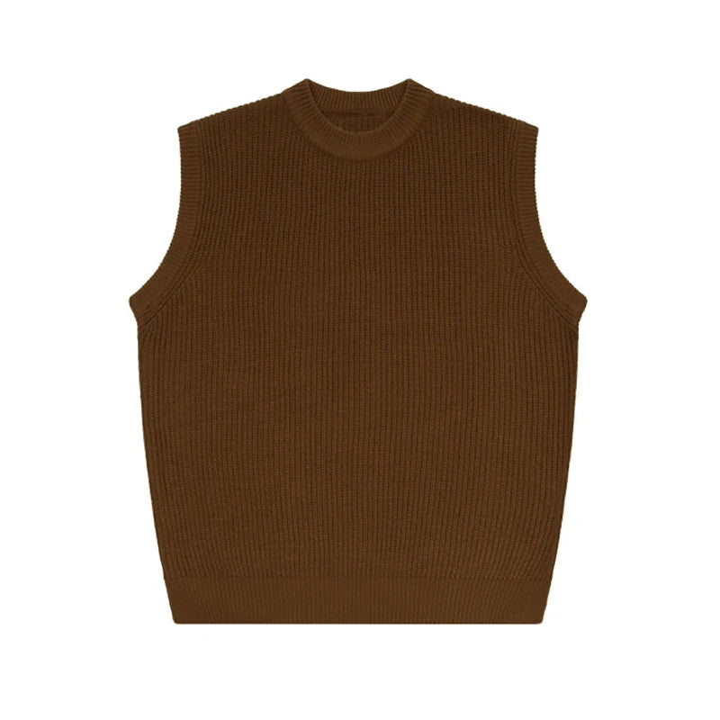 Sleeveless Round Neck Knitted Vest - INTOHYPEZONE