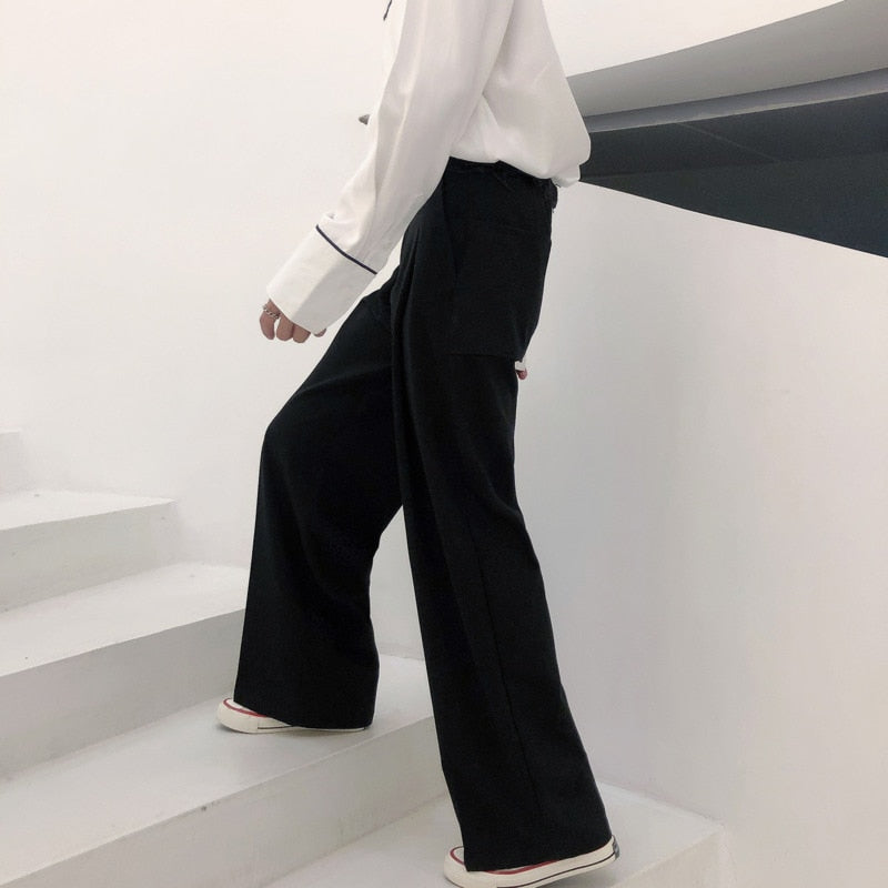 Straight Loose High-Rise Casual Pants - INTOHYPEZONE