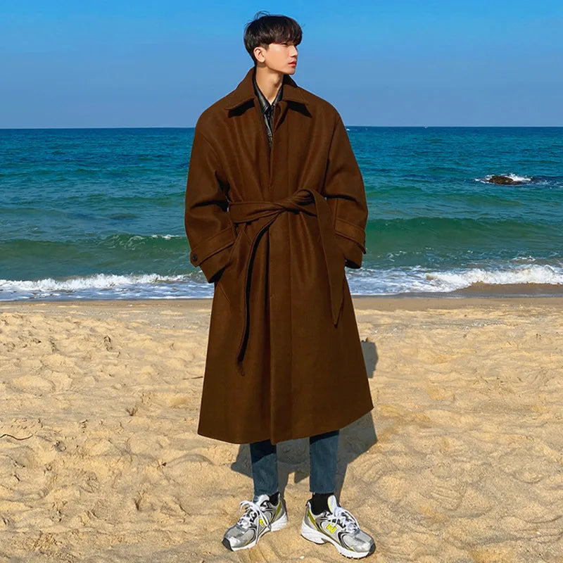 Belted Knee-length Coat - INTOHYPEZONE