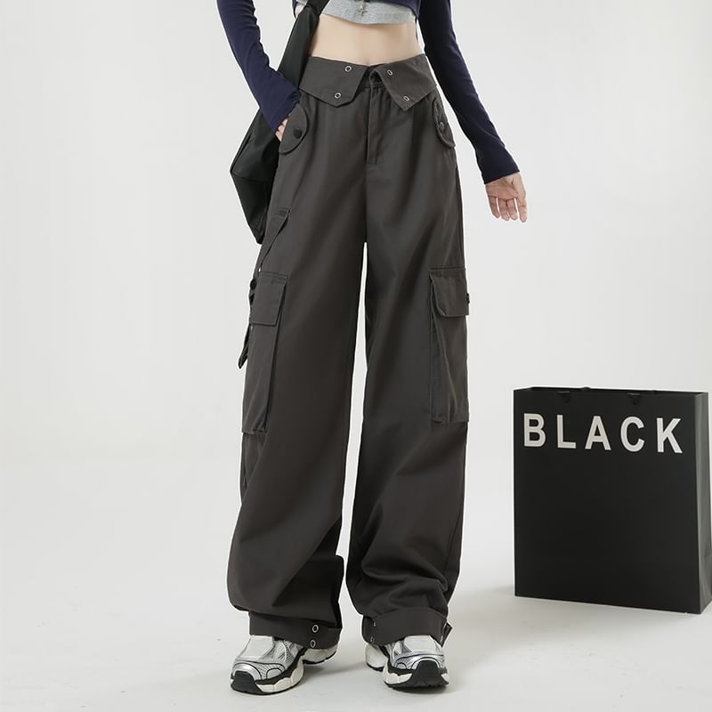 Solid Color Loose Retro Pockets Cargo Pants - INTOHYPEZONE