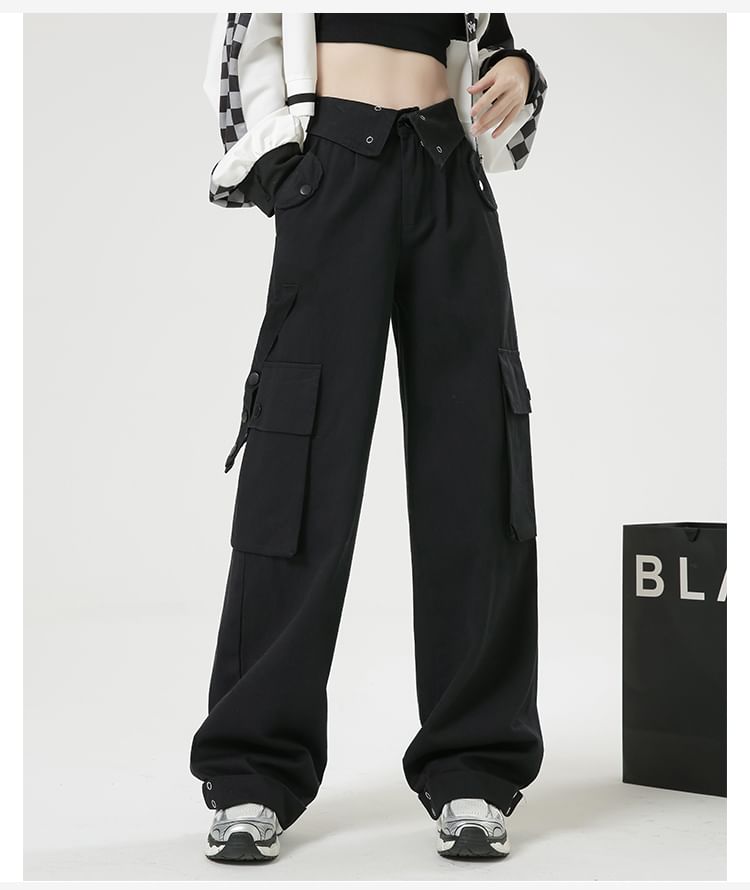 Solid Color Loose Retro Pockets Cargo Pants - INTOHYPEZONE
