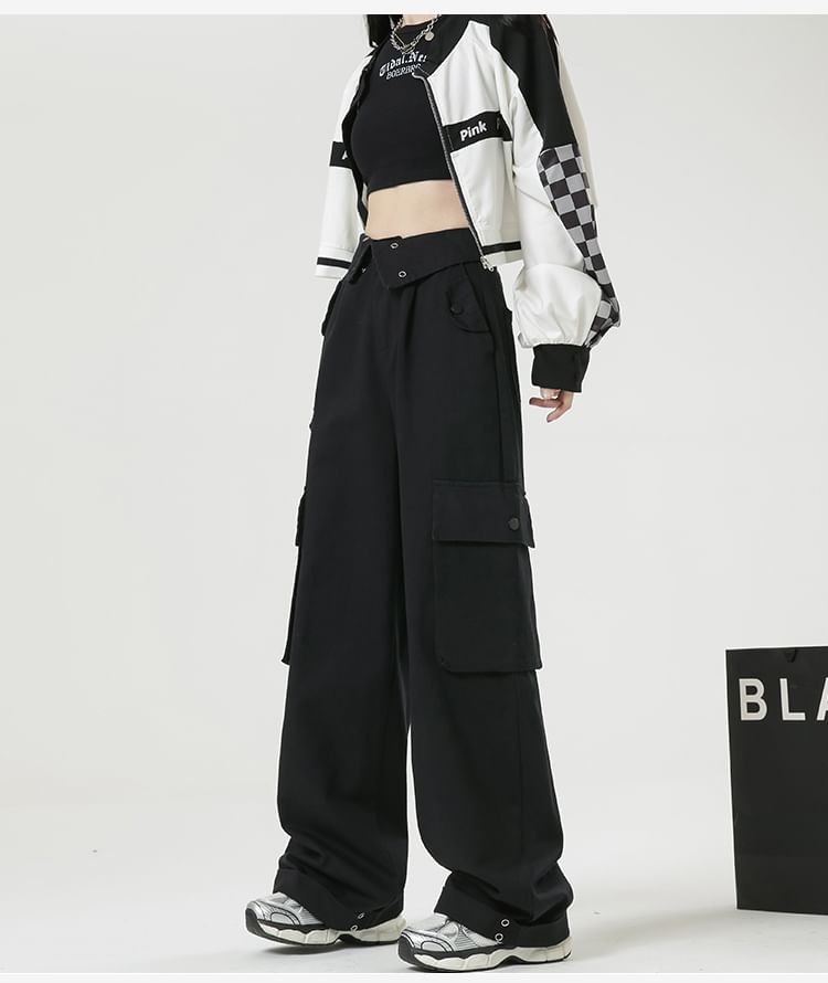 Solid Color Loose Retro Pockets Cargo Pants - INTOHYPEZONE