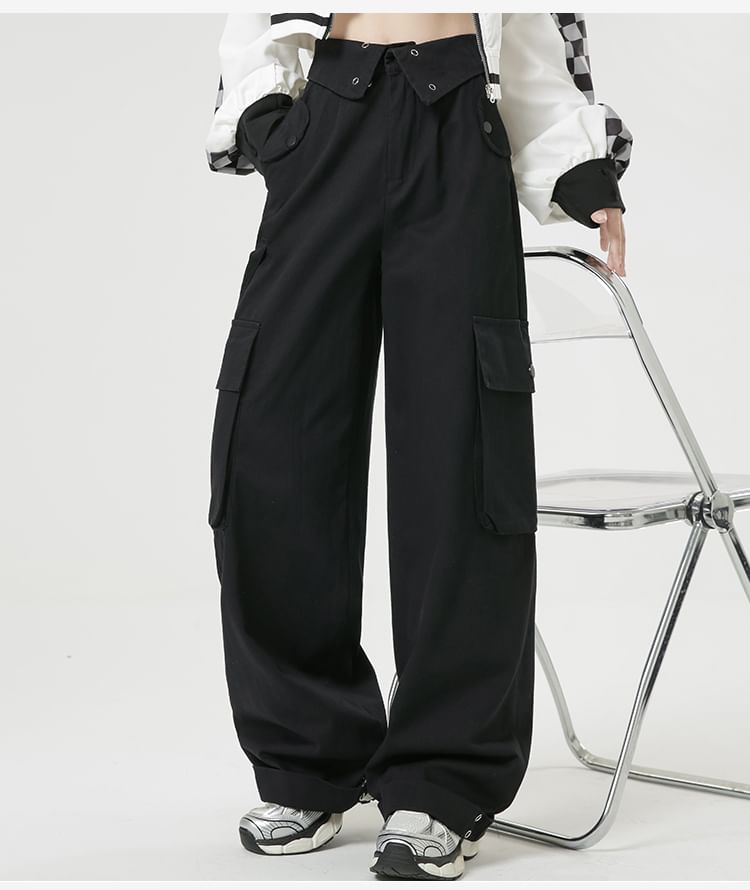 Solid Color Loose Retro Pockets Cargo Pants - INTOHYPEZONE