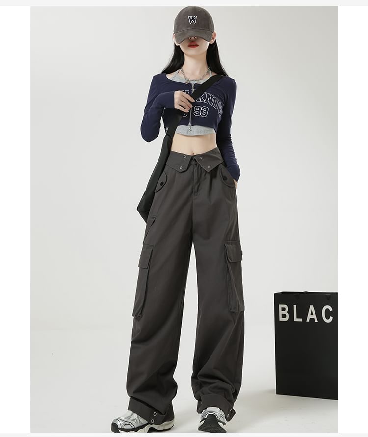 Solid Color Loose Retro Pockets Cargo Pants - INTOHYPEZONE