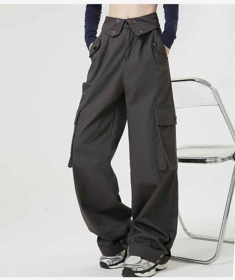 Solid Color Loose Retro Pockets Cargo Pants - INTOHYPEZONE