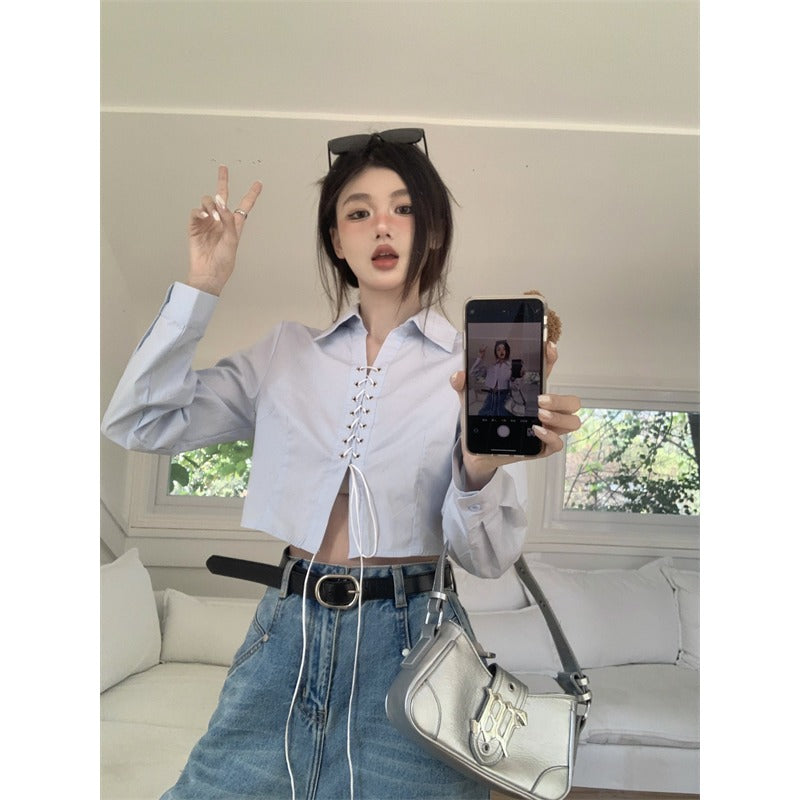 Lace-up Coquette Cropped Top - INTOHYPEZONE