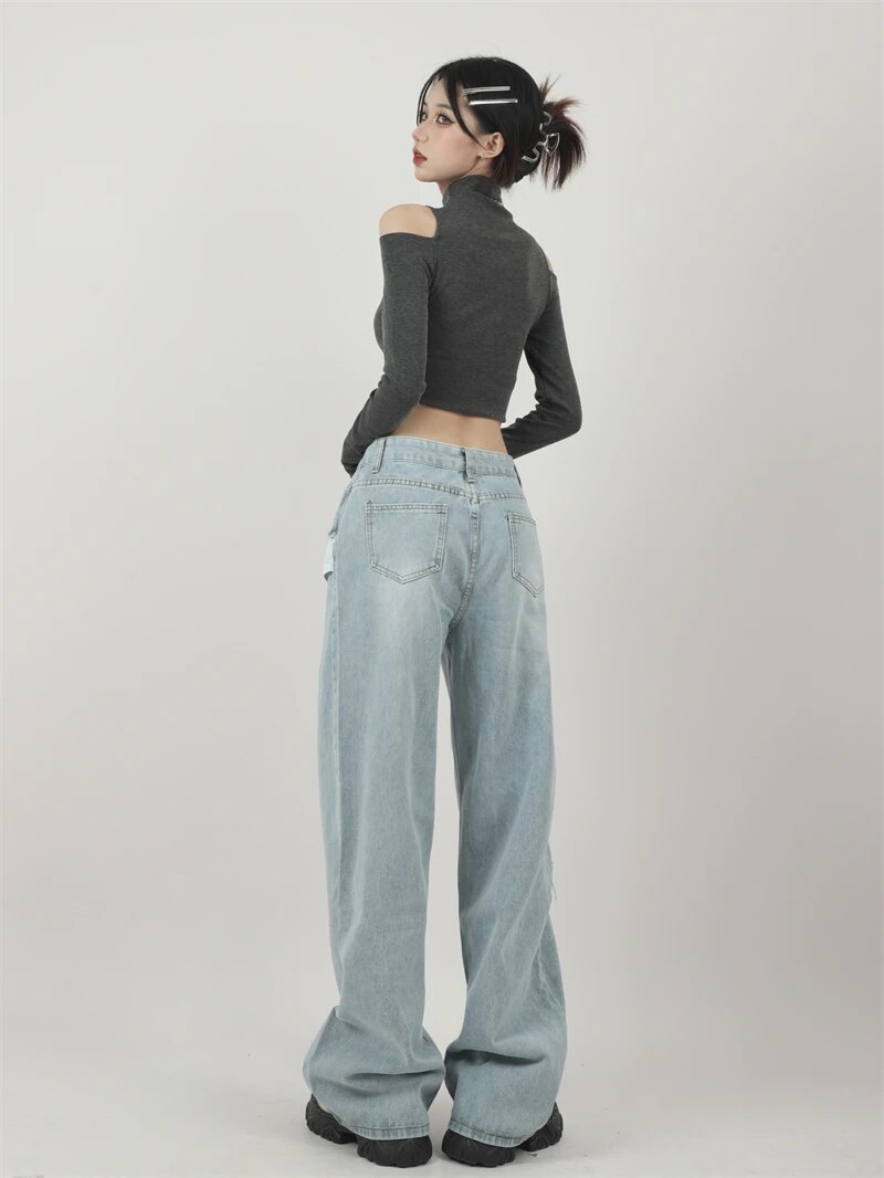 Light Blue High Waist Denim Pants - INTOHYPEZONE