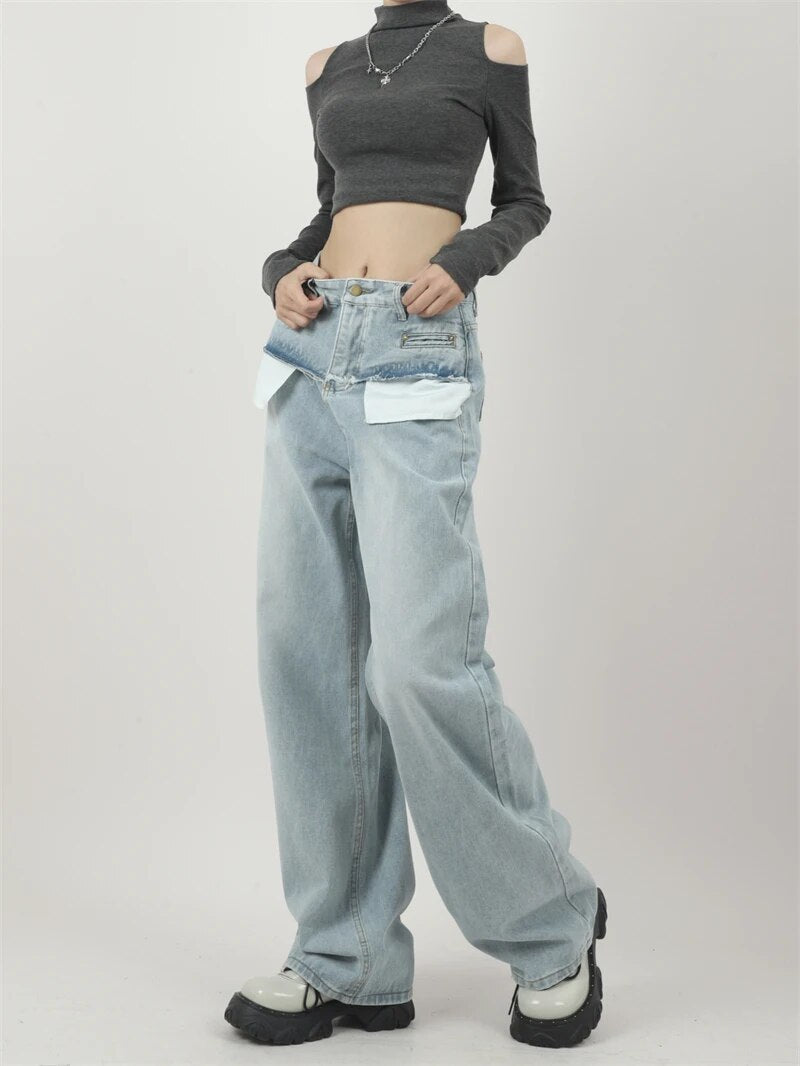 Light Blue High Waist Denim Pants - INTOHYPEZONE