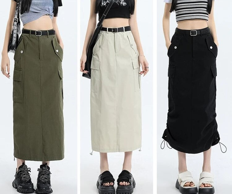 Mid Long Skirts A-Line Skirt - INTOHYPEZONE