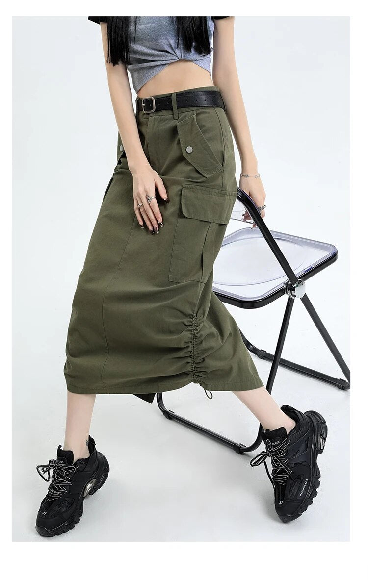 Mid Long Skirts A-Line Skirt - INTOHYPEZONE