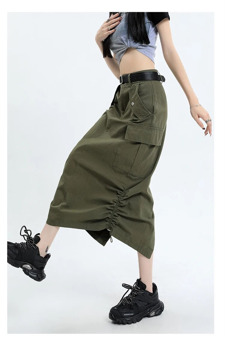 Mid Long Skirts A-Line Skirt - INTOHYPEZONE