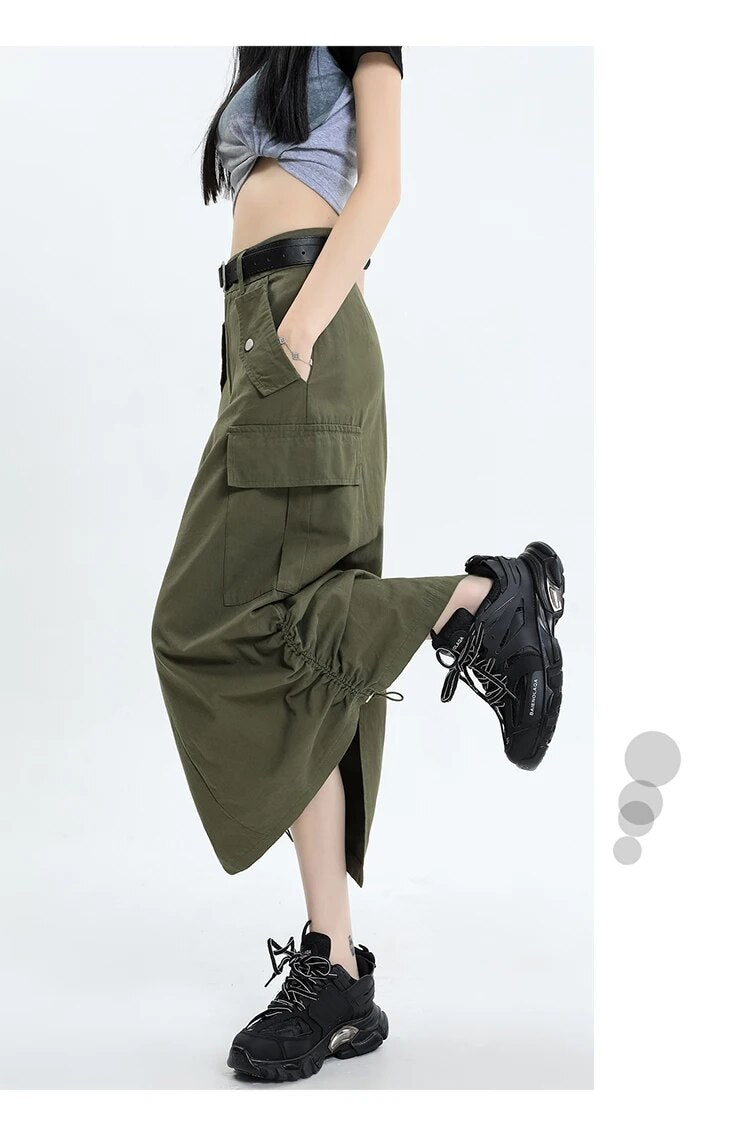 Mid Long Skirts A-Line Skirt - INTOHYPEZONE