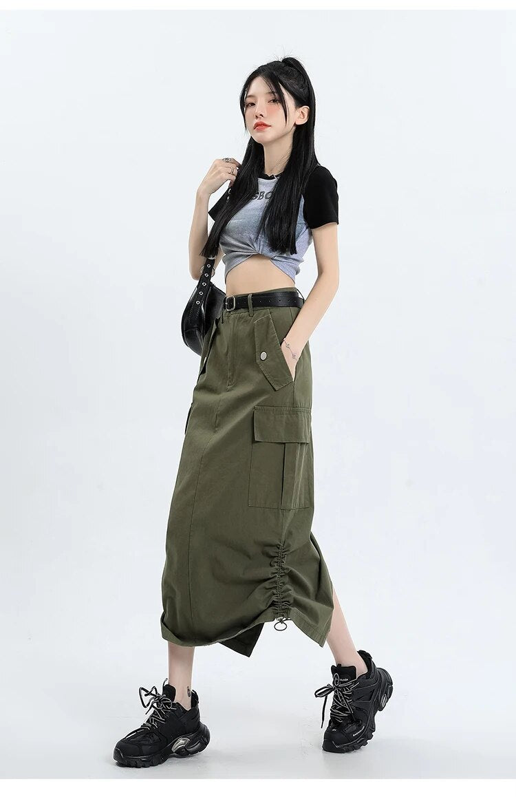 Mid Long Skirts A-Line Skirt - INTOHYPEZONE