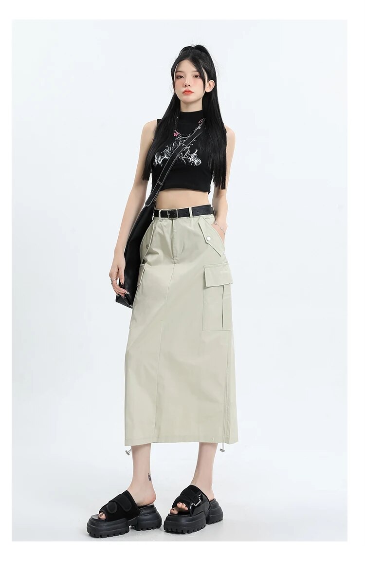 Mid Long Skirts A-Line Skirt - INTOHYPEZONE